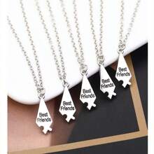 5pcs/Set Best Friend Necklaces, Creative Pentagram Pendant Alloy Accessories, Friendship Necklaces For Men & Women, Best Friend Alloy Pendant, Letter Necklace BFF Jewelry Gift