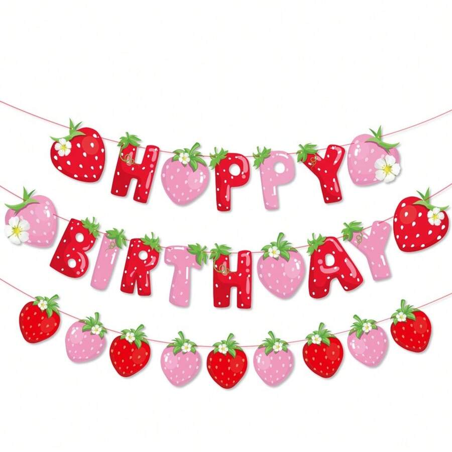 Strawberry Party Decoration, Including Strawberry Themed Banners