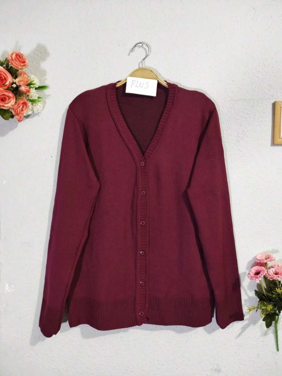 Women Cardigans - Burgundy - View 1