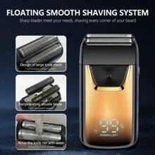 Hair Shaver Double Blades Shaver Electric Shaver Razor For Men Close Bald Head Barber Shaver Trimmer Cordless,Professional Rechargeable Shaver/Shaper,Ultra-Close Shave