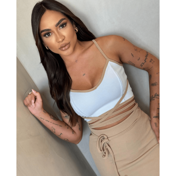 Conjunto Feminino Cropped e Saia Bicolor Verão