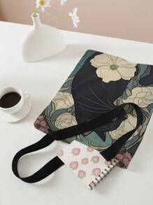 Borsa a tracolla con stampa di gatti stampata su entrambi i lati, borsa casual da viaggio per la spiaggia, ampia capacità, riutilizzabile, borsa a spalla casual da donna, borsa in tela da spiaggia di grande capacità, borsa da shopping con stampa per donne, borsa a spalla da donna per la spesa