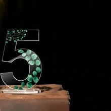 1pc Numbers 0-9 Floral Leaf Acrylic Table Modern Style Wedding Table Number Card Seat Cards For Engagement Wedding Party Supplies,Christmas - Green - View 8