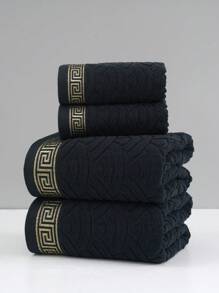 QIBHI 1/2/3 piezas Toalla de baño o sábana de baño con hilos dorados de jacquard, muy absorbente y suave, adecuada para el hogar, parejas, baño/playa, disponible en varios tamaños para salón de belleza, baño del hogar