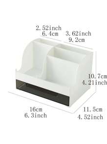 1pc Witte Minimalistische Make-up Organizer Box Met Laden, Luxe Cosmetische Opbergcontainer Voor Op Het Bureau