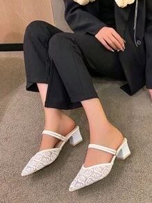 Women Summer 2024 New Style Fairy Fashionable Mid-Heel & Thick-Heel Closed Toe Sandals, Two-Way Wear Shoes
