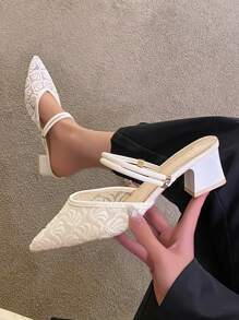 Women Summer 2024 New Style Fairy Fashionable Mid-Heel & Thick-Heel Closed Toe Sandals, Two-Way Wear Shoes