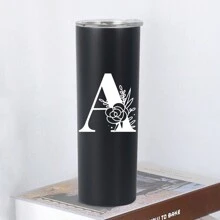 1pc, 20oz Double Wall Stainless Steel Vacuum Insulated Cup, Perfect For Home Or Office, Straight-Sided Coffee Mug, Ideal Gift For Female Friends - Black - View 34