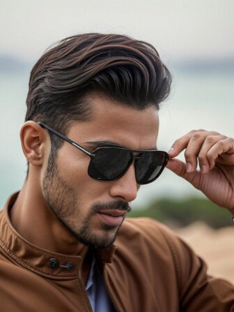 1pc Vintage Large Frame Polarized Fashion Fashion Glasses, For Men, Women, Outdoor, Party, Vacation, Travel, Driving For Summer Beach Vacation,Outdoor,Travel