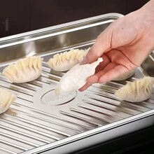 一個不銹鋼餃子保鮮盒，304密封冷凍容器，適合存儲冷凍食品，餃子和雲吞，帶有蓋子可疊放於冰箱和冷凍庫中