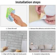 FXLTSBL Wall Panels Self-Adhesive 10 Pieces 3D 35 X 35 Cm Brick Wallpaper Stone Look Wall Sticker Waterproof Wall Wallpaper For Kitchen Bedroom Bathroom Living Room - 銀色 - 查看 4