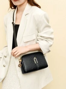 Bolso de hombro Vintage con grabado de cocodrilo, Bolso de hombro Vintage grabado con diamantes a cuadros, Bolso de hombro de PU Vintage, Bolsos y carteras versátiles para mujeres
