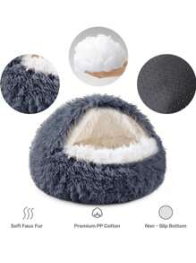 40 CM Cama Para Gatos Redonda De Felpa Mullida Con Capucha, Acogedora Para Gatos De Interior O Camas Para Perros Pequeños