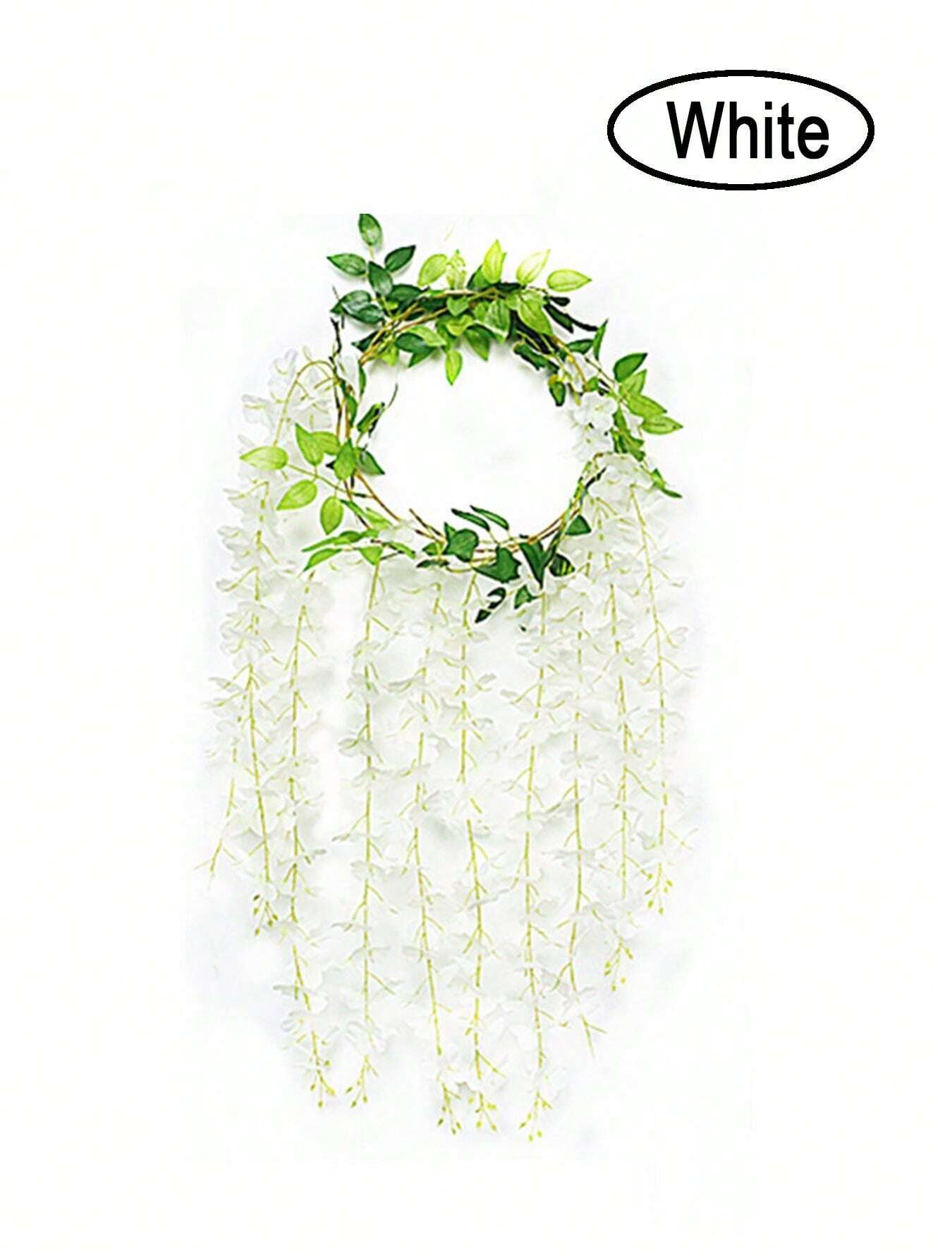10 Branches Wisteria Hanging Flowers 70.87in Artificial White Wisteria