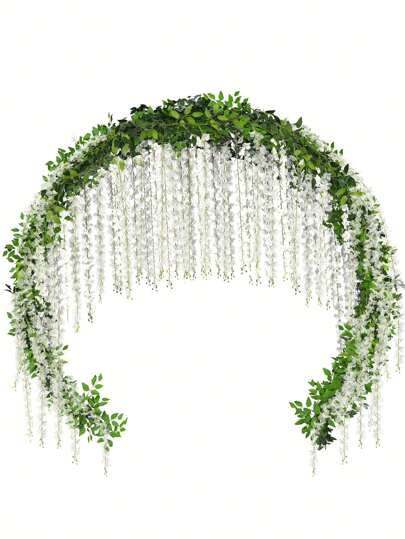 10 枝/1 套紫藤吊花 70.87 英寸人造白紫藤藤蔓丝绸紫藤花花环，用于婚礼拱门派对花园家居装饰墙饰复活节礼物