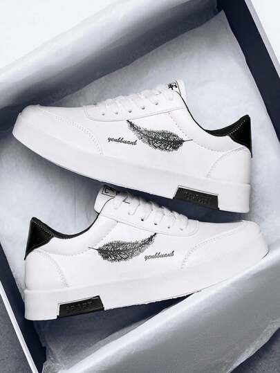 Zapatillas casuales de hombre de corte bajo con cordones blancos, moda coreana, zapatos planos, calzado de moda juvenil, zapatos para hombre para San Valentín