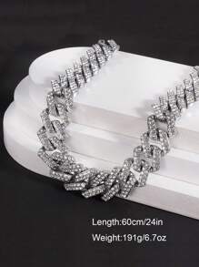 Juego de cadena de eslabones en forma de diamante grande: brille con estilo con collar de pedrería de lujo y pulsera para entusiastas del hip-hop - moda duradera y versátil - Diamantes de imitación de rombos grandes - Ver 26