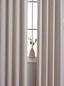 Una pieza de cortinas opacas beige con patrón meteoro plateado, cortinas opacas de fibra de poliéster contemporáneas, adecuadas para dormitorios y salas de estar en el hogar, el tamaño talla grande pequeño es adecuado para ventanas pequeñas. - Beis - Ver 10