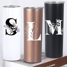 1pc, 20oz Double Wall Stainless Steel Vacuum Insulated Cup, Perfect For Home Or Office, Straight-Sided Coffee Mug, Ideal Gift For Female Friends - Black - View 1