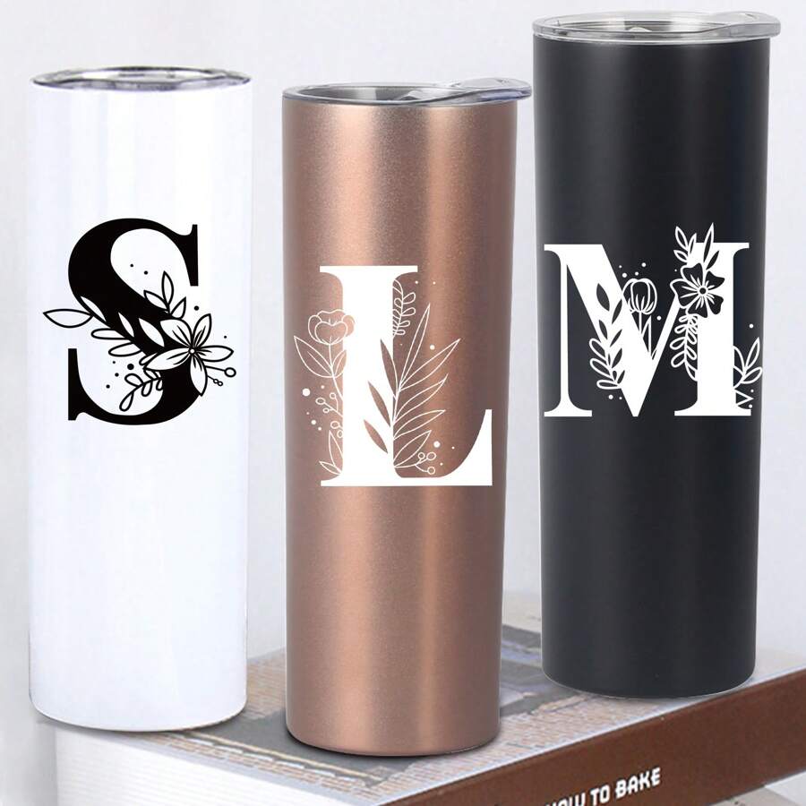 1pc, 20oz Double Wall Stainless Steel Vacuum Insulated Cup, Perfect For Home Or Office, Straight-Sided Coffee Mug, Ideal Gift For Female Friends - Black - View 1