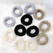 12pcs Solid Fuzzy Hair Tie Cute - Multicolor - View 5