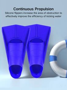 Barbatanas de Mergulho de Natação Durável Modelo Novo Azul Para Exterior Barbatanas de Treinamento de Silicone Não Tóxico Unissex para Natação e Mergulho, Produto para Mergulho, Barbatanas Curtas com Abertura para o Pé e Desenho Novo e Barato de Barbatanas Impermeáveis para Natação