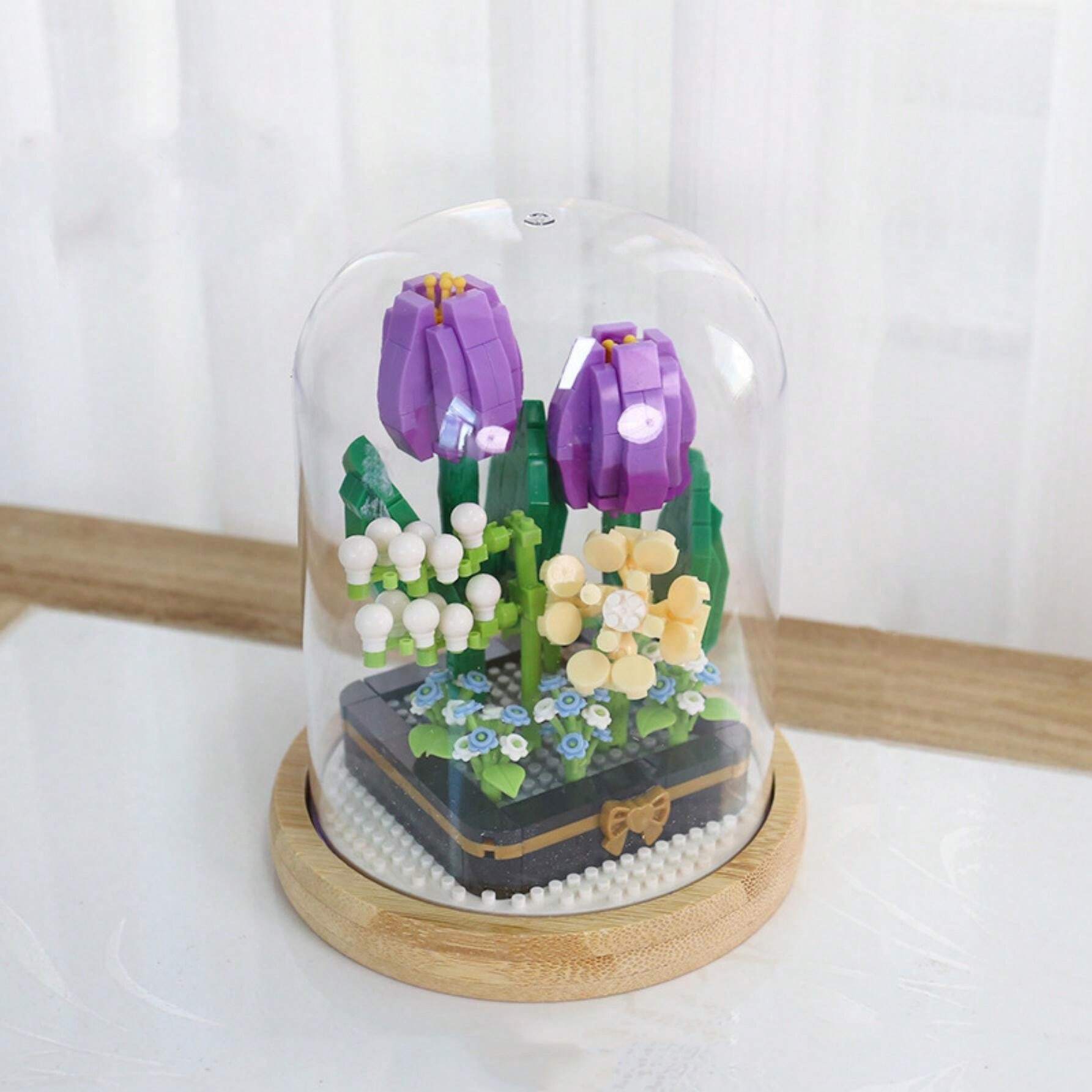 Kit Construction Bouquet Fleurs 588 Pièces - Activité Manuelle Adultes - Décoration Intérieure Sans Entretien