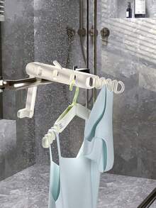 1pc Portable Foldable Travel Hanger Folding Clothes Drying Rack Travel Hangers Hanging Rack With 5 Holes For Hotel Camping Travel - Beige - View 9