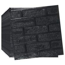 FXLTSBL Wall Panels Self-Adhesive 10 Pieces 3D 35 X 35 Cm Brick Wallpaper Stone Look Wall Sticker Waterproof Wall Wallpaper For Kitchen Bedroom Bathroom Living Room - 黑色 - 查看 1