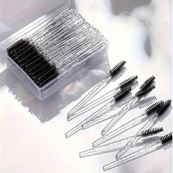 100pcs/Pack Mascara Wands Eyebrow Brush Portable Eyelash Spoolies For Lash Extension Makeup Applicator For Eyes Eyebrows