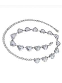 1pc Women's Casual Vintage Heart Buckle Belt With Metal Chain. Perfect For Show, Daily And Vacation Street Halloween Valentine's Day Valentines