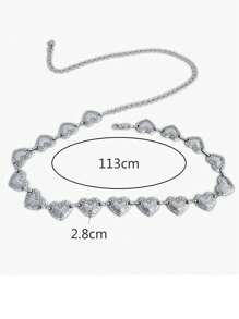 1pc Women's Casual Vintage Heart Buckle Belt With Metal Chain. Perfect For Show, Daily And Vacation Street Halloween Valentine's Day Valentines