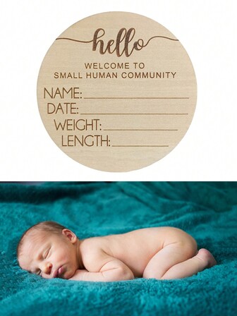 1 件婴儿出生纪念牌匾，木制雕刻里程碑照片道具，带有婴儿姓名、出生日期、体重、身长等。婴儿洗礼复活节礼物，适合女孩/男孩