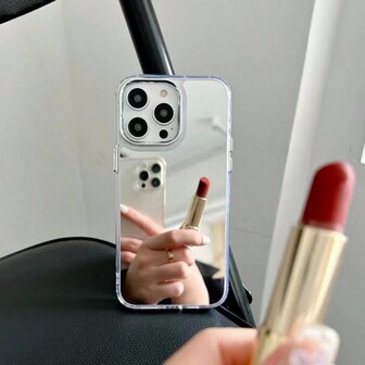 Sminkspegelfodral kompatibelt med 13/XS/11/14/15/16 exklusivt 17 Pro Max, kreativt mjukt hårt sminkspegelfodral för kvinnor, PLUS/AIR