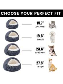 40 CM Cama Para Gatos Redonda De Felpa Mullida Con Capucha, Acogedora Para Gatos De Interior O Camas Para Perros Pequeños
