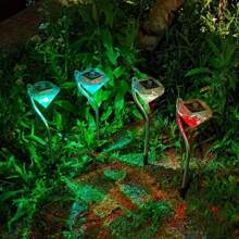 4 piezas Luz solar LED de cristal en forma de arco para jardín, adecuada para hermosos caminos y céspedes al aire libre