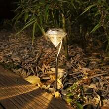 4 piezas Luz solar LED de cristal en forma de arco para jardín, adecuada para hermosos caminos y céspedes al aire libre