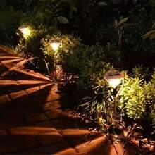 4 piezas Luz solar LED de cristal en forma de arco para jardín, adecuada para hermosos caminos y céspedes al aire libre