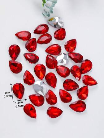 100 piezas de cuentas de cristal de vidrio en forma de lágrima de 10 * 14 mm en colores surtidos, piedras de cristal facetado para adornar fundas de teléfono, joyas, ropa, zapatos y bolsos en estilo de bricolaje.