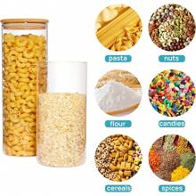 A Large Plastic Food Storage Container With A Sealed Wooden Lid, Used For Storing Pasta, Nuts, Flour. Ideal For Kitchen Organization And Storage In A Pantry With Glass Jars.