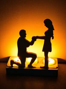 1 件硅胶模具，求婚情侣茶灯座插入物，创意婚礼装饰，烛台铸造树脂石膏模具情人节 - 白色 - 查看 4