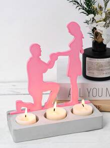 1 件硅胶模具，求婚情侣茶灯座插入物，创意婚礼装饰，烛台铸造树脂石膏模具情人节 - 白色 - 查看 5