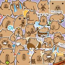 Pegatinas de caras de capibara lindas de dibujos animados, paquete de expresiones de capibara de Ins, adhesivo impermeable simple - Pegatina Conejillo de indias - Ver 2