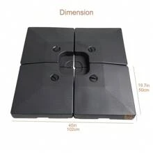 C-Hopetree 356 Lb Heavy Duty Base Weights Stand For Offset Cantilever Outdoor Patio Umbrella, 4 Piece Set, Black - 黑色 - 查看 3