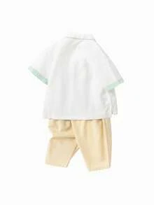 Balabala Boys' Short Sleeve Set, Baby's Summer Outfit, Toddler's Chinese Style Fashion - Green - View 5