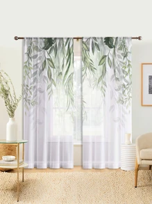 Rèm cửa in hoa và cây xanh cho gia đình, văn phòng và phòng học - màu xanh lá - Xem 6