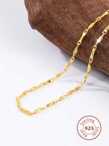 Collana In Argento Sterling 925 Per Donne, Catena Lunga E Sottile Alla Moda, Placcata In Oro 18k Per Maglione