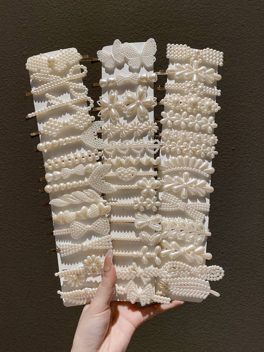 6/12/18 Stück Damen Stil, modisch und elegant, süß, funkelnd, mit Strass und Kunstperlen, Schmetterling und Blumen Formen, Multi Version Haarklammern Set, geeignet für Alltag und Party, Damen Haarzubehör, empfohlene Geschenke, Haarklammern, Haarspangen, Haarclips, Haarspangen, Kopfschmuck - Verschiedenfarbig - Übersicht 1