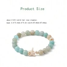 1 pièce Bracelet élastique perlé avec pierre et étoile de mer style océan, convient pour un port quotidien / à la plage / en cadeau. Bijou d'été. Diamètre intérieur : 2-3/8 pouces (6,1 yard). Cadeau idéal pour la petite amie / épouse / mère. Saint-Valentin / anniversaire / remise des diplômes / fête des mères
