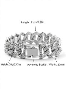 Juego de cadena de eslabones en forma de diamante grande: brille con estilo con collar de pedrería de lujo y pulsera para entusiastas del hip-hop - moda duradera y versátil - Diamantes de imitación de rombos grandes - Ver 14